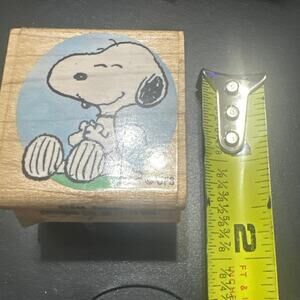 Vintage Stampabilities Peanuts Snoopy Clapping Sitting Wood Rubber Stamp C1046